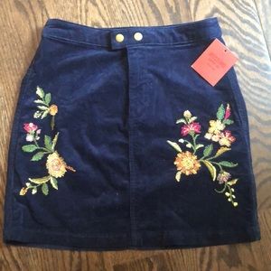 Mossimo Corduroy embroidered floral skirt size 0